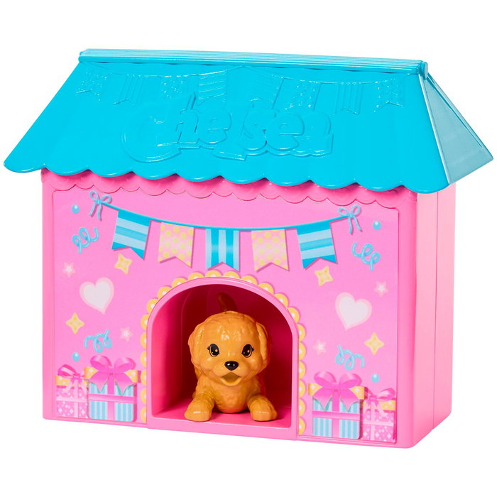 Barbie Muñeca Chelsea Fiesta De Cumpleaños Jjb41 - Jeu de fête 2-en-1 avec cabane transformable et 12 accessoires pour enfant +3 ans