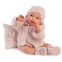 Antonio Juan Poupée Nouveau-né Pipa Hiver 33392, 42 cm avec habillage rose, langues multiples (EN, FR, DE, IT, PT, ES), poupée articulée à perles de polystyrène