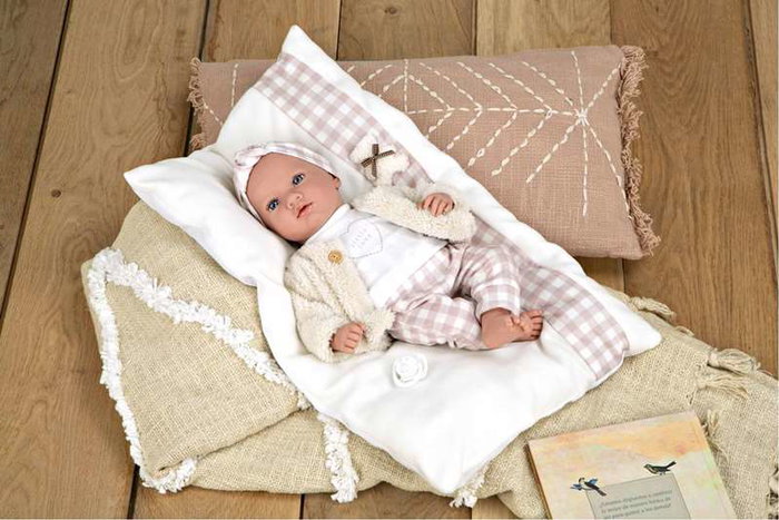 Muñecas Arias Aria - Poupée de poids élégance avec coussin, 40 cm, corps souple, espagnol