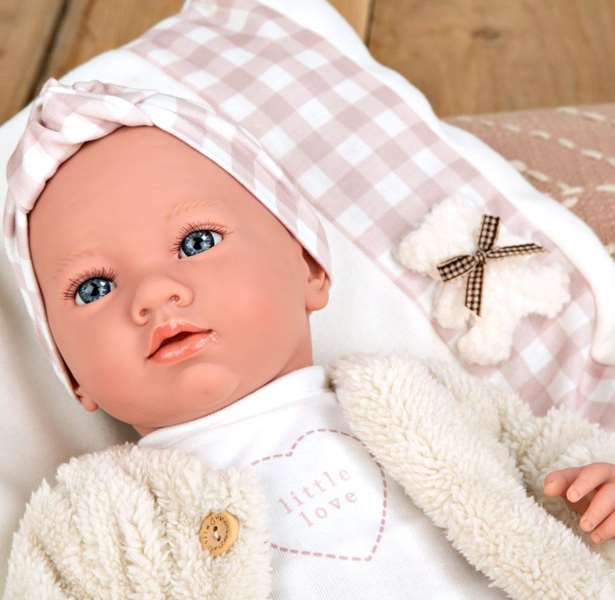 Muñecas Arias Aria - Poupée de poids élégance avec coussin, 40 cm, corps souple, espagnol