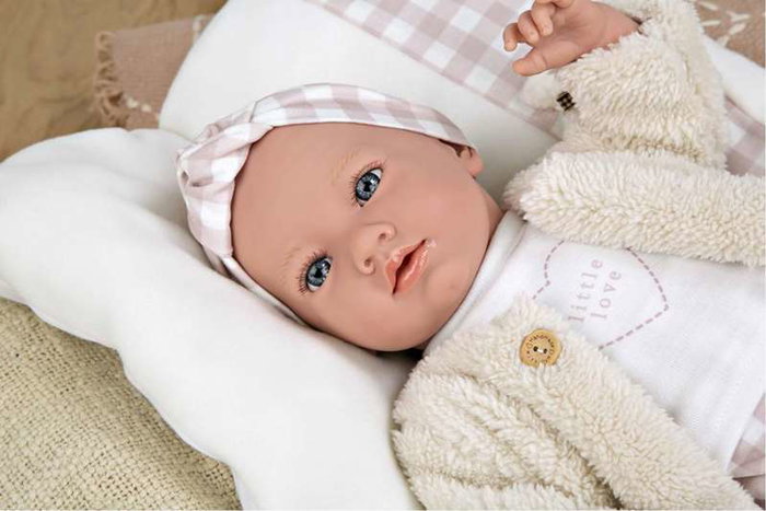 Muñecas Arias Aria - Poupée de poids élégance avec coussin, 40 cm, corps souple, espagnol