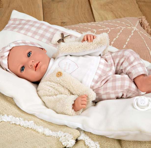 Muñecas Arias Aria - Poupée de poids élégance avec coussin, 40 cm, corps souple, espagnol