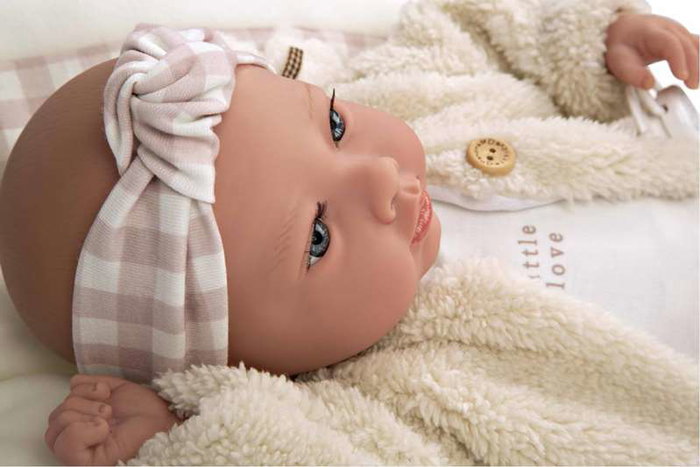 Muñecas Arias Aria - Poupée de poids élégance avec coussin, 40 cm, corps souple, espagnol