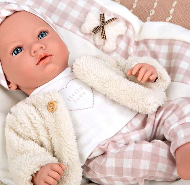 Muñecas Arias Aria - Poupée de poids élégance avec coussin, 40 cm, corps souple, espagnol