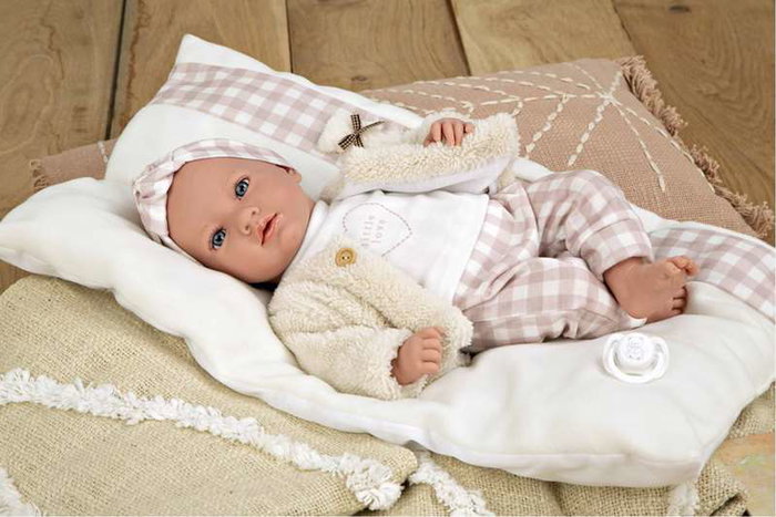 Muñecas Arias Aria - Poupée de poids élégance avec coussin, 40 cm, corps souple, espagnol