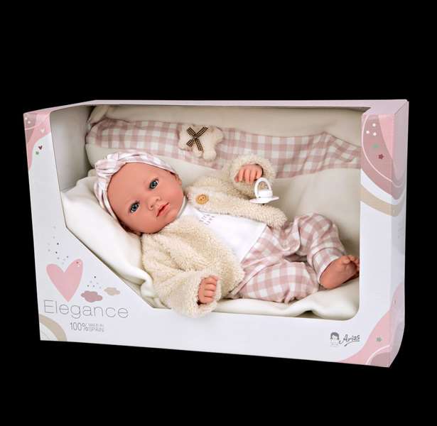 Muñecas Arias Aria - Poupée de poids élégance avec coussin, 40 cm, corps souple, espagnol