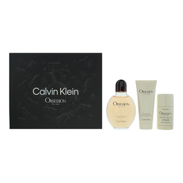 Calvin Klein - Coffret Obsession pour Homme : Eau de Toilette 125 ml + Déodorant Anti-Transpirant Stick 75 g + Baume Après-Rasage Apaisant 75 ml