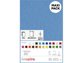 Innspiro Feutre acrylique bleu nautique, feuilles 20x30cm x 2mm, 10 unités