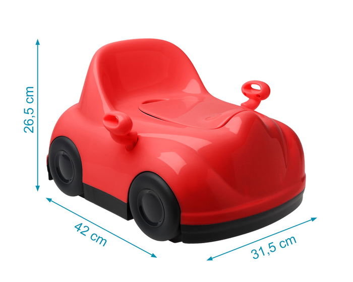 KioKids Orinal Pot de Bébé en Forme de Voiture Rouge - Pot d'Apprentissage avec Rembourrage et Base Antidérapante pour Enfants dès 12 Mois