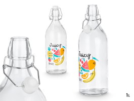 Vivalto Bouteille Juicy Fruit 1L en Verre et Plastique Transparente 9x28x9 cm (Set de 18)