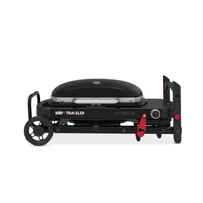 Weber Traveler Compact Barbecue à Gaz Noire avec Chariot Pliable 2,2 kW WEB1705338719792