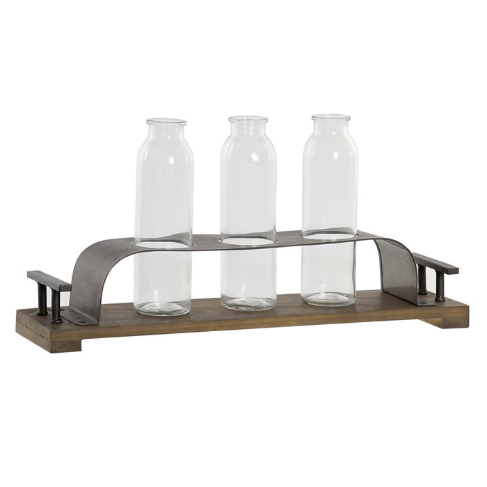 DKD Home Decor Vase Marron Noir Métal Verre (3 Pièces) DKD Home Decor Vase Marron Noir Métal Verre (3 Pièces)
