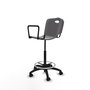 Tabouret Taburete Robledo Pivotant Chlorure de polyvinyle Gris clair Structure polyamide noire Accoudoirs fixes Sans appui-tête Roulettes en nylon 50 mm