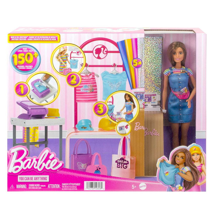 Barbie - Muñeca Barbie Boutique Diseña Y Vende Hkt78 - Poupée Barbie Boutique de Mode avec Impressions Métallisées et Accessoires pour Enfants à Partir de 4 Ans Barbie - Muñeca Barbie Boutique Diseña Y Vende Hkt78 - Poupée Barbie Boutique de Mode avec Impressions Métallisées et Accessoires pour Enfants à Partir de 4 Ans