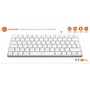 Mobility Lab KMP2000W - Mini clavier sans fil AZERTY FR compact - Connexions 2.4 GHz et Bluetooth triple - Touches plates et 12 raccourcis multimédia - Recharge USB-C - Blanc