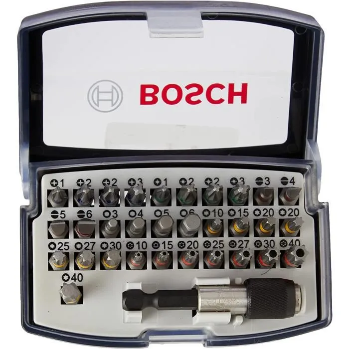 Bosch Jeu de 32 embouts de vissage Professionnel, set embouts extra durs pour perceuse-visseuse et tournevis Bosch Jeu de 32 embouts de vissage Professionnel, set embouts extra durs pour perceuse-visseuse et tournevis