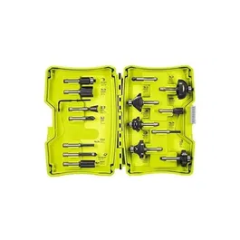 Ryobi Coffret de 15 Fraises Panachées Queue Diamètre 6 mm, RAKRBS15 - Compatible avec les Défonceuses R18TR-0, RRT1600 et ERT1400RV