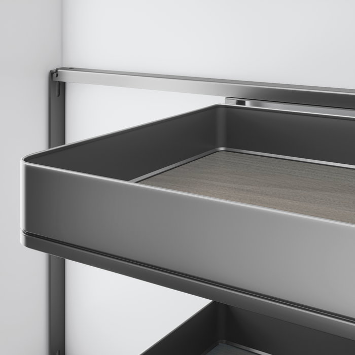 Emuca Accessoire extractible Harmony pour meuble de cuisine, Droite, Acier et Bois, Gris anthracite Emuca Accessoire extractible Harmony pour meuble de cuisine, Droite, Acier et Bois, Gris anthracite