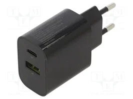 GEMBIRD Chargeur USB 20W Noir USB-A et USB-C