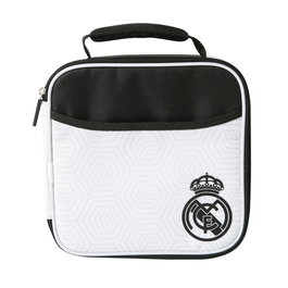 SAFTA - Sac isotherme porte-repas avec boîte Tupper et gourde - Motif Real Madrid - Isolation haute densité, revêtement PEVA, étanche - Dimensions 21 x 9.5 x 21.6 cm