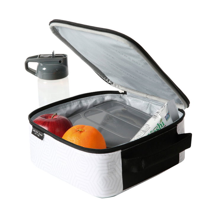 SAFTA - Sac isotherme porte-repas avec boîte Tupper et gourde - Motif Real Madrid - Isolation haute densité, revêtement PEVA, étanche - Dimensions 21 x 9.5 x 21.6 cm