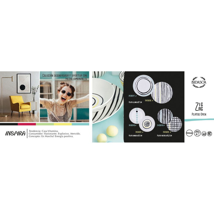 Assiette à dessert Bidasoa Zigzag Multicouleur Céramique 19 cm (12 Unités)