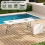 Terranova - Table de réception pliante, blanche - Structure acier, plateau PEHD, pour 8 personnes - 180 x 74 x 73.5 cm