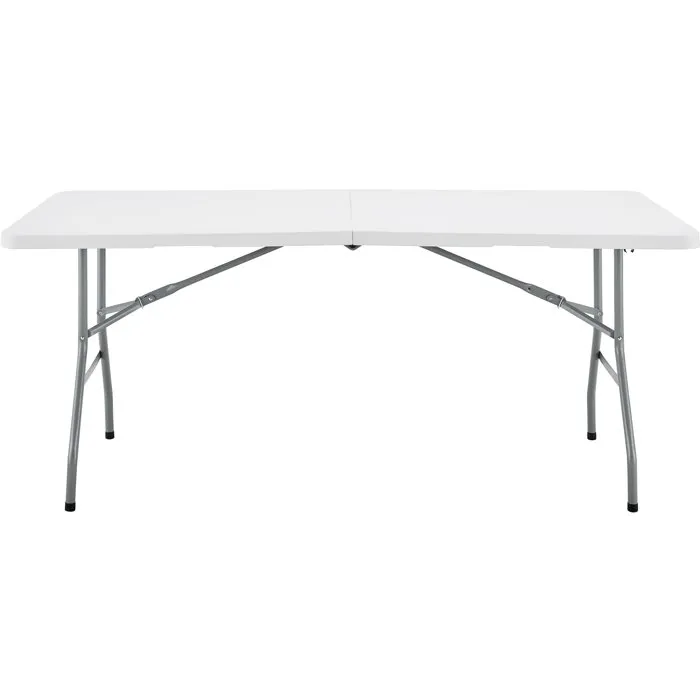 Terranova - Table de réception pliante, blanche - Structure acier, plateau PEHD, pour 8 personnes - 180 x 74 x 73.5 cm