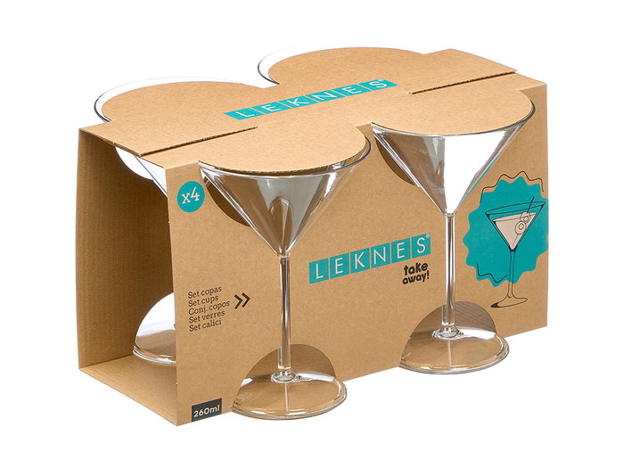 Leknes Set 4 Verres Acrylique Transparent 260 ml 30x17.8x23.5 cm (Set de 6)