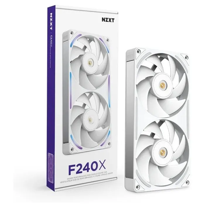 NZXT F240X Core Ventilateur PC 240 mm Blanc - Roulement hybride 3100 RPM (RF-U24PN-W1)