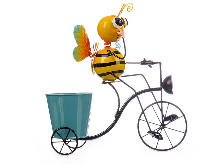 Ibergarden Macetero Bicicleta Abeja en Métal Jaune et Bleu 31.5x35x13 cm (Set de 6)