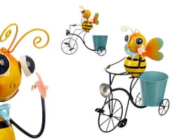 Ibergarden Macetero Bicicleta Abeja en Métal Jaune et Bleu 31.5x35x13 cm (Set de 6)