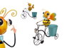 Ibergarden Macetero Bicicleta Abeja en Métal Jaune et Bleu 31.5x35x13 cm (Set de 6)