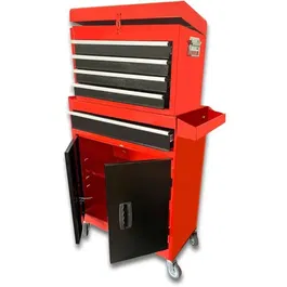 Defpro Servante d'atelier 7 tiroirs avec bac de rangement, bac amovible et 4 roulettes - Charge 45 kg - Dimensions 103x52x29 cm