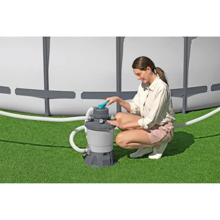 Bestway - Pompe de filtration a sable pour piscine hors sol jusqu'a 18100 L - 3596 L/h - 6 fonctions - Avec prefiltre