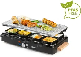 Domo DO9262G Appareil à Raclette Multifonction 8 Personnes avec Pierre Naturelle et Plaque Gril Antiadhésive - 1400 W