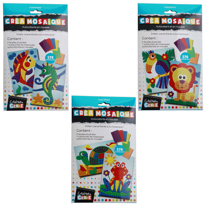Createur de Genie Kit de création de mosaïques pour enfants avec motifs d'animaux Createur de Genie Kit de création de mosaïques pour enfants avec motifs d'animaux