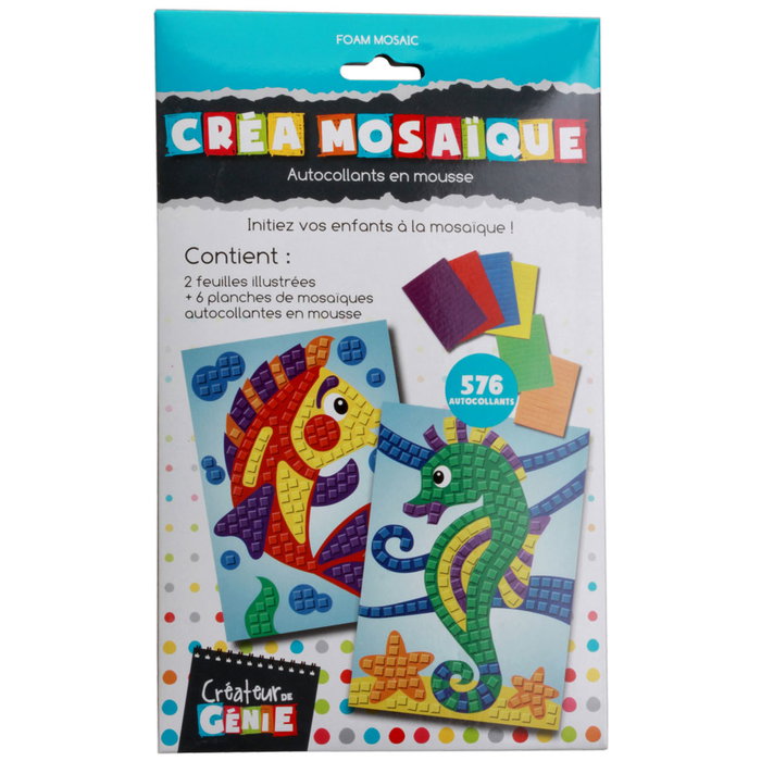 Createur de Genie Kit de création de mosaïques pour enfants avec motifs d'animaux Createur de Genie Kit de création de mosaïques pour enfants avec motifs d'animaux