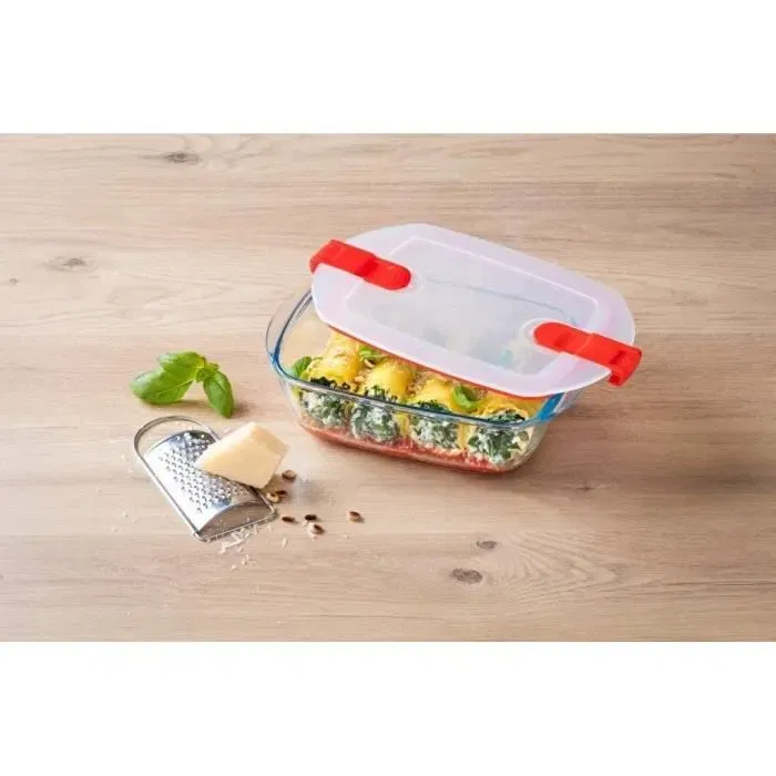 Pyrex - Plat rectangulaire en verre borosilicate avec couvercle - 1451025 - 28 x 20 cm - 2,5 L - Résistant aux chocs thermiques et micro-ondes