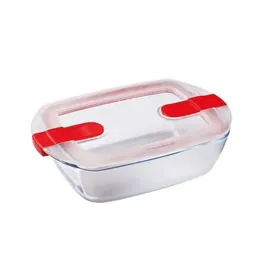 Pyrex - Plat rectangulaire en verre borosilicate avec couvercle - 1451025 - 28 x 20 cm - 2,5 L - Résistant aux chocs thermiques et micro-ondes