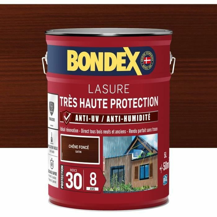 Bondex Lasure 8 ans Indice 30 Chêne Foncé Satin 5L