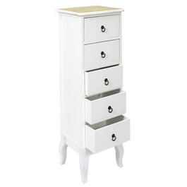 Home Deco Factory Commode avec 5 tiroirs série Victoria blanche