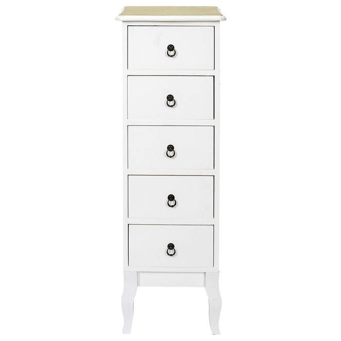 Home Deco Factory Commode avec 5 tiroirs série Victoria blanche