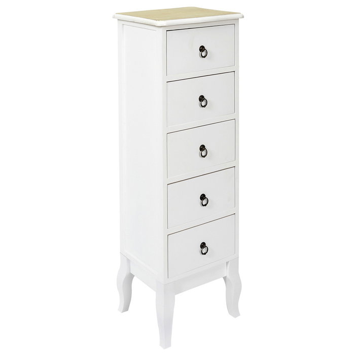 Home Deco Factory Commode avec 5 tiroirs série Victoria blanche