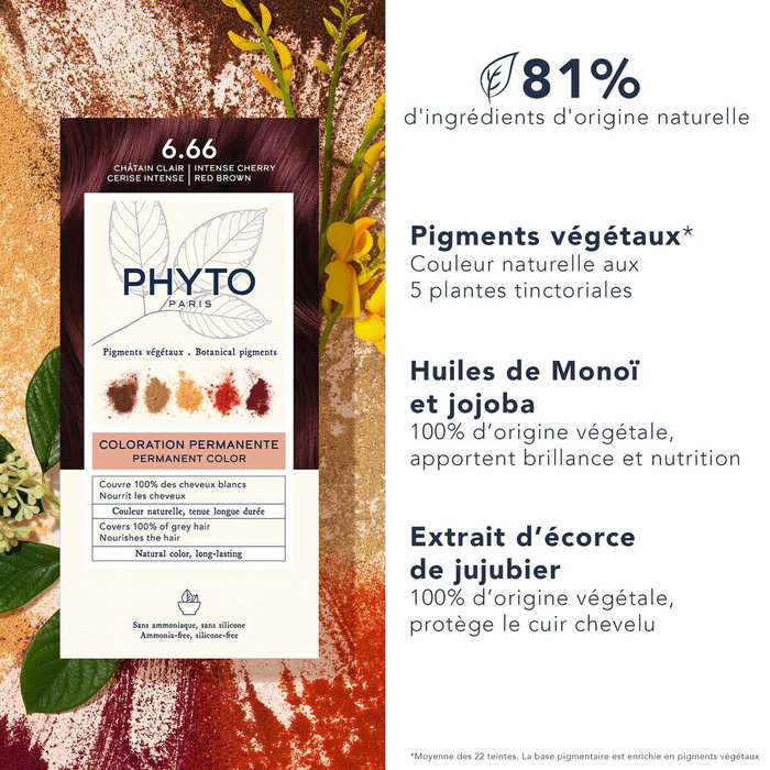 Phyto PHYTOCOLOR 6.66 Brun Cerise Clair Intense