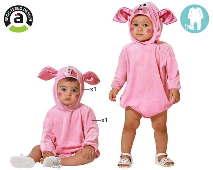 Atosa Déguisement Cerdita Rosa avec Oreilles et Groin pour Bébé Atosa Déguisement Cerdita Rosa avec Oreilles et Groin pour Bébé