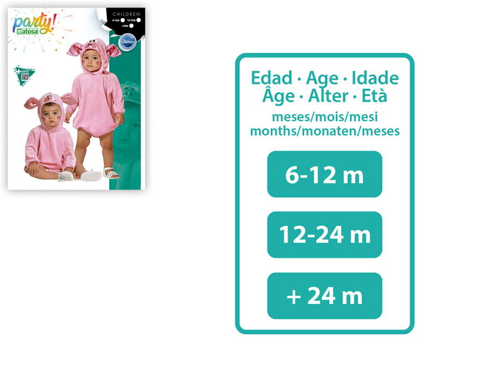 Atosa Déguisement Cerdita Rosa avec Oreilles et Groin pour Bébé Atosa Déguisement Cerdita Rosa avec Oreilles et Groin pour Bébé