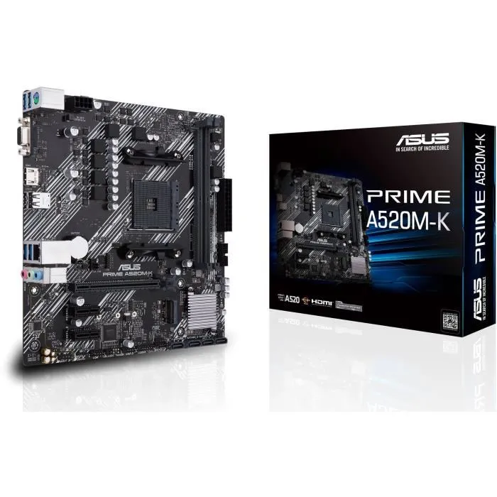 ASUS PRIME A520M-K, Carte mère micro ATX AMD A520 Socket AM4 DDR4 M.2 Gigabit Ethernet USB 3.2, Compatible AMD Ryzen ASUS PRIME A520M-K, Carte mère micro ATX AMD A520 Socket AM4 DDR4 M.2 Gigabit Ethernet USB 3.2, Compatible AMD Ryzen