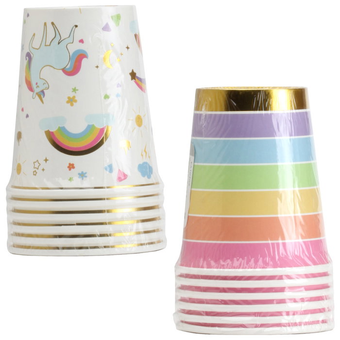 Party Time Lot de 6 verres en carton Licorne et Arc-en-ciel Party Time Lot de 6 verres en carton Licorne et Arc-en-ciel
