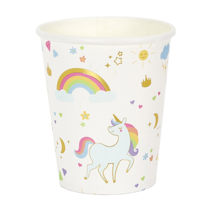 Party Time Lot de 6 verres en carton Licorne et Arc-en-ciel Party Time Lot de 6 verres en carton Licorne et Arc-en-ciel